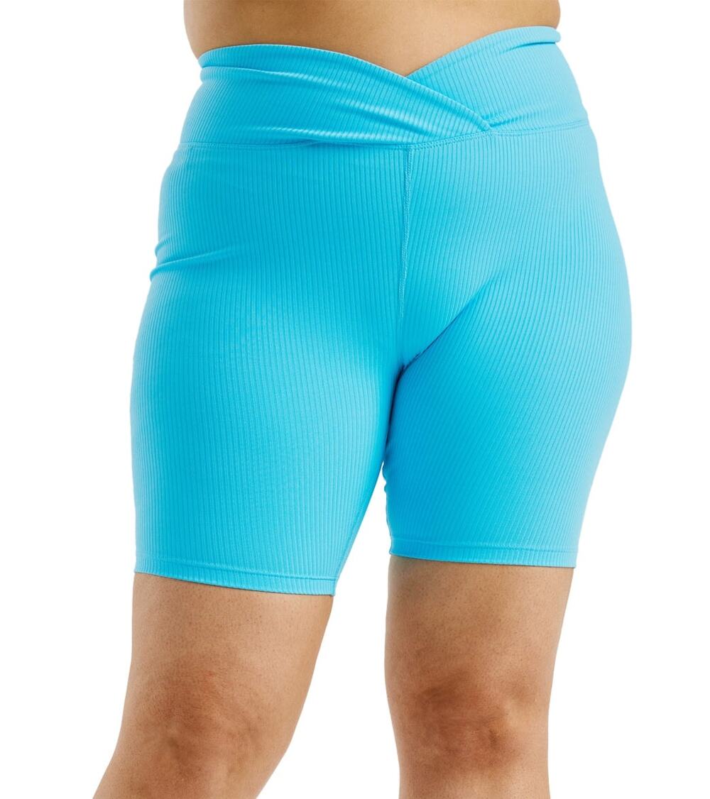 Year of Ours Ribbed V-Waist Biker Short Pisces Blue XL